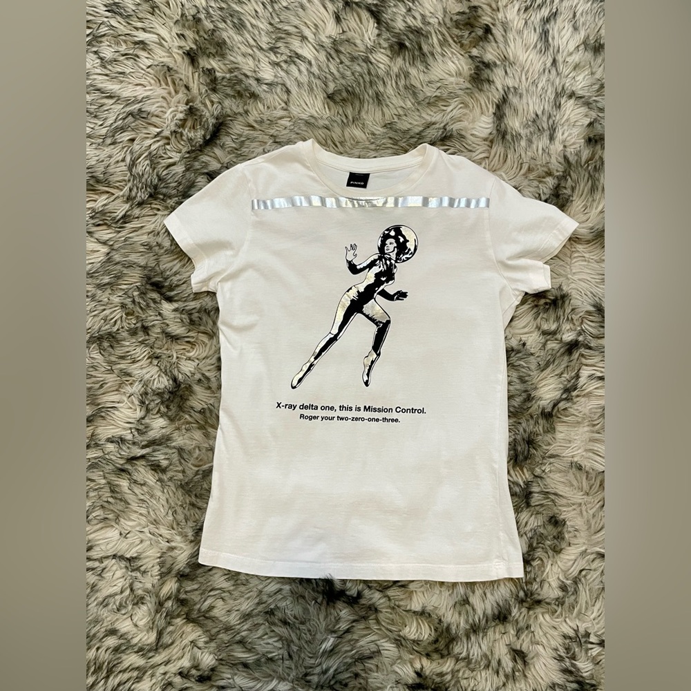 PINKO  I Maschi white cotton Radiography Tee size S